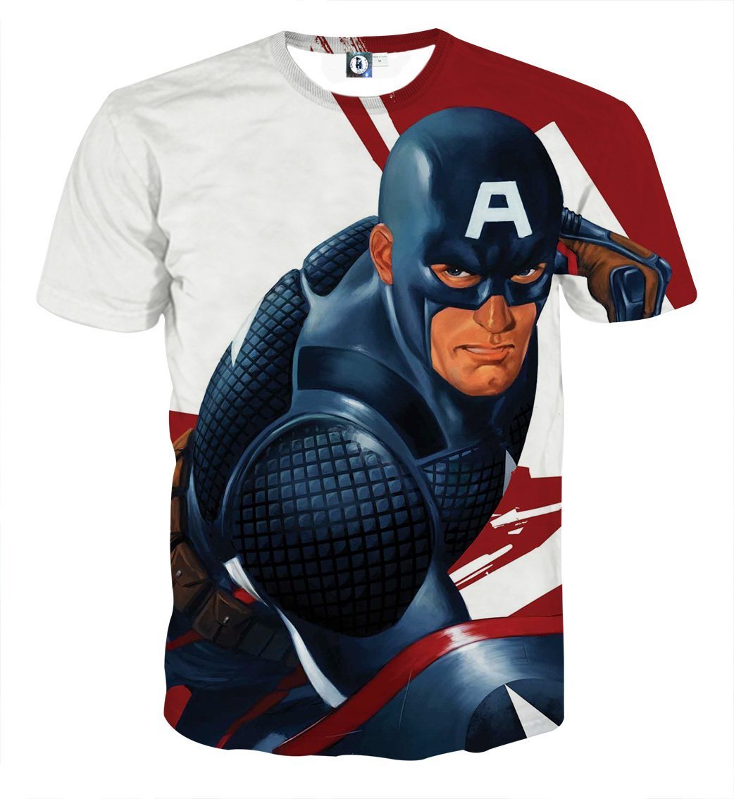 Captain America Tee: 3D Printed Justice Captain America T-Shirts