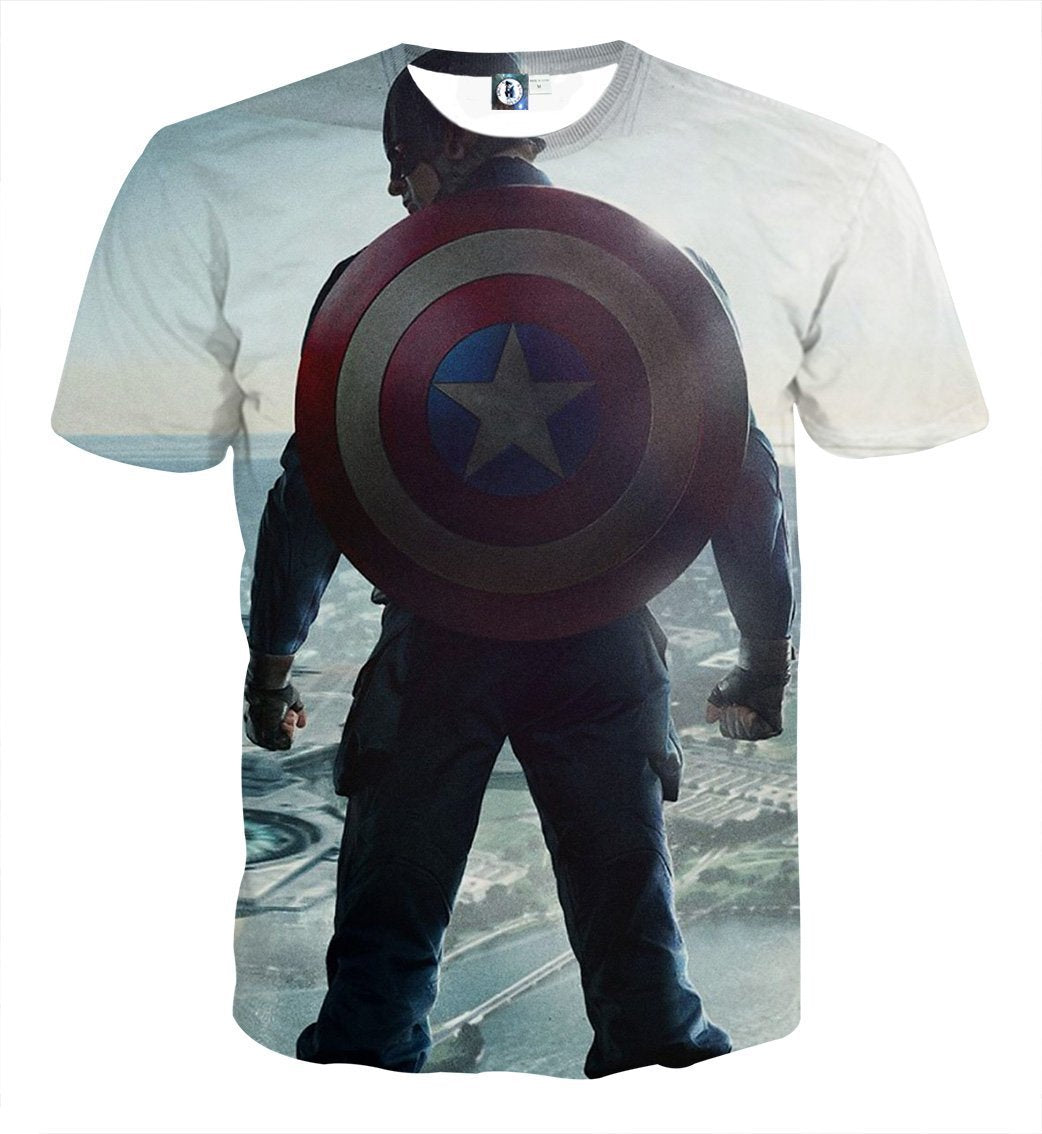 Captain America Tee: 3D Printed Omnipotent Captain America T-Shirts