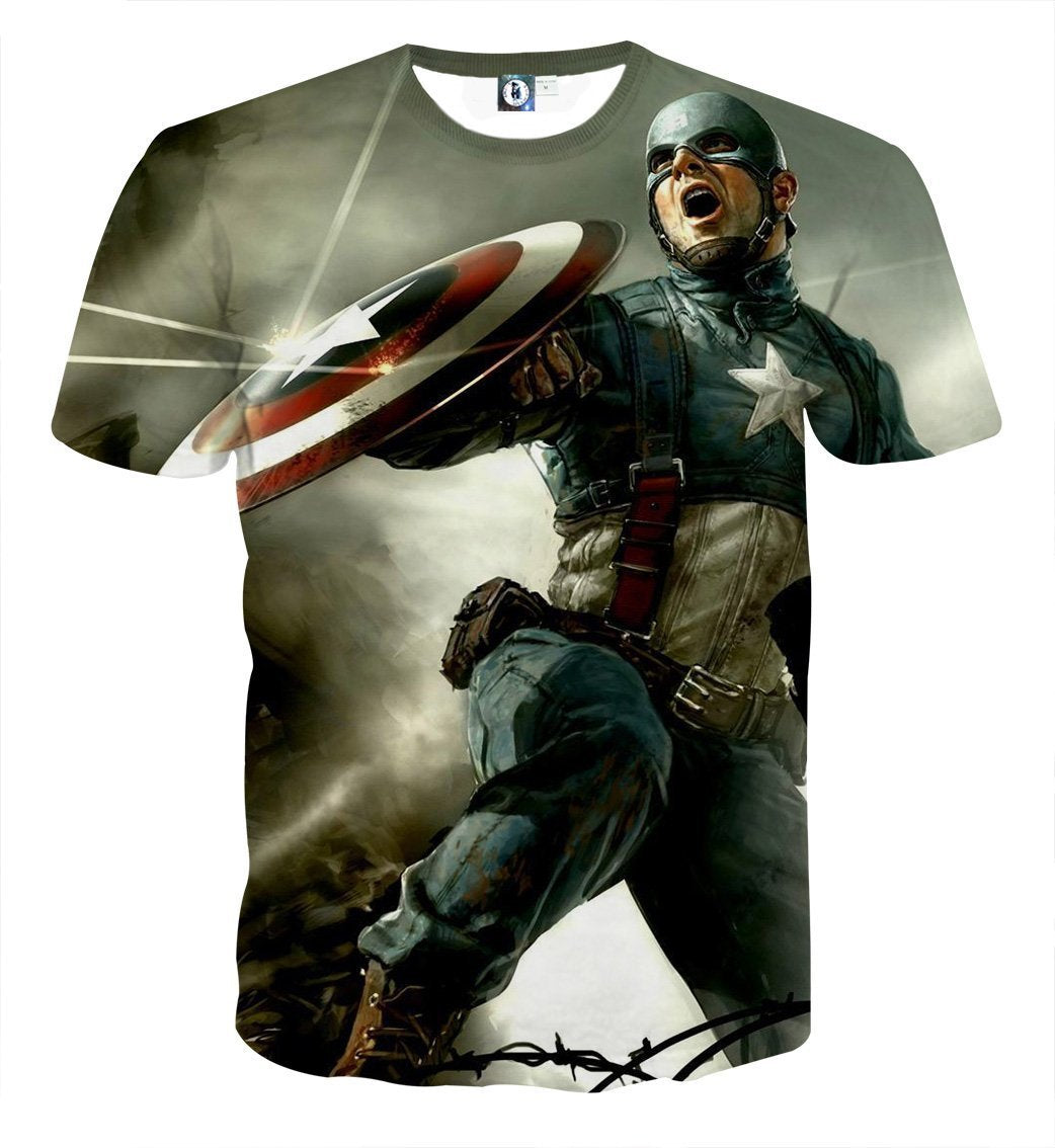 Captain America Tee: 3D Printed Perpendicular Captain America T-Shirts