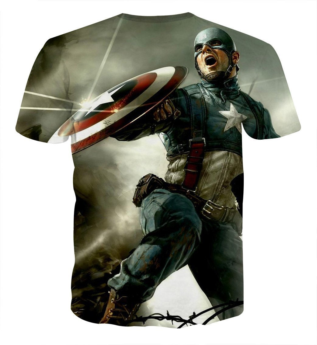 Captain America Tee: 3D Printed Perpendicular Captain America T-Shirts