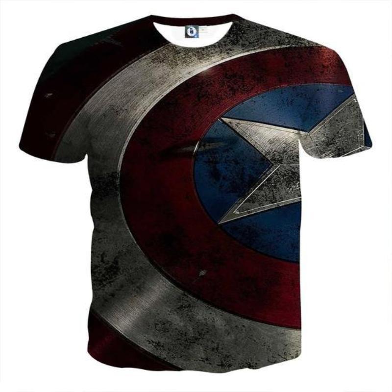 Captain America Tee: 3D Printed Sheild Captain America T-Shirts