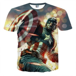 Captain America Tee Vinranium Shield 3D Printed T-Shirts