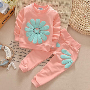 2 PC Floral Shirt and Pajama Set for Baby Girls