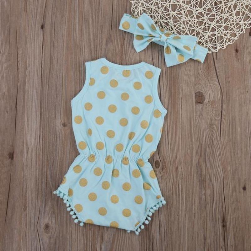 Polka Dot Baby Romper With Matching Bow 