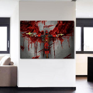 Bloody Deadpool 3D Printed Wall Canvas