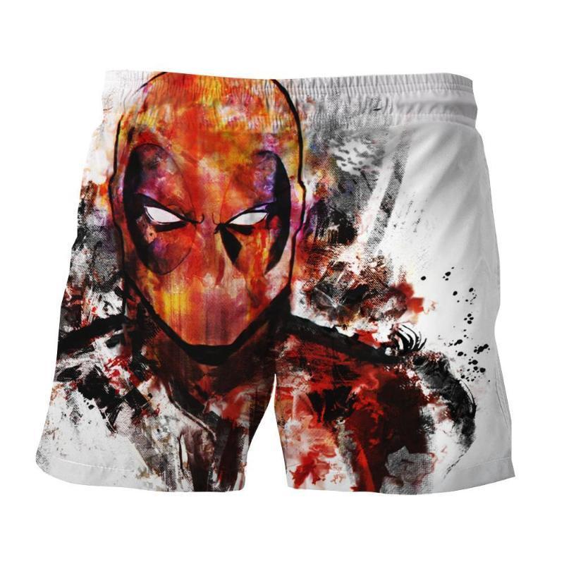 Cool Art White Deadpool 3D Printed Shorts