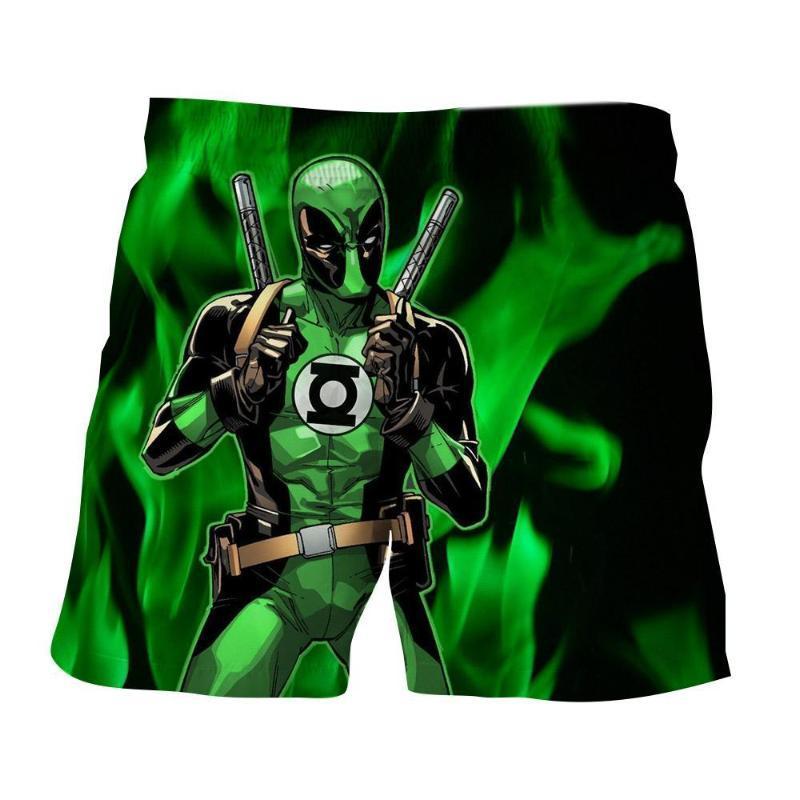 Green Lantern Style Deadpool 3D Printed Shorts