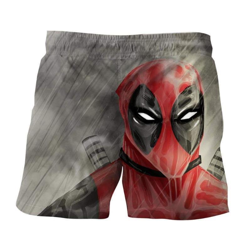 Sketch White & Red Deadpool 3D Printed Short