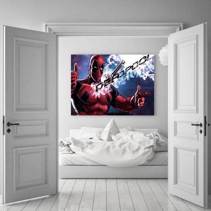 Blue & Red 3D Printed Deadpool Wall Canvas