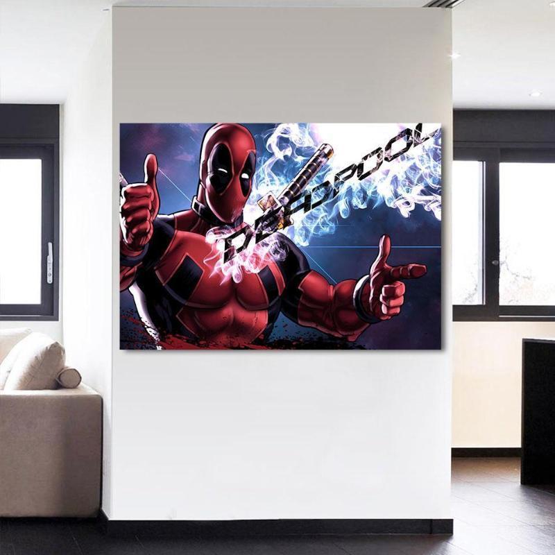 Blue & Red 3D Printed Deadpool Wall Canvas