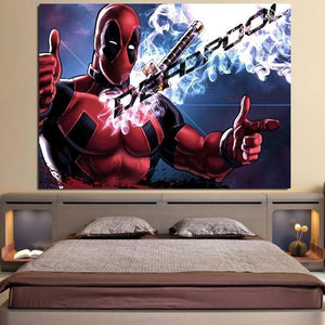 Blue & Red 3D Printed Deadpool Wall Canvas