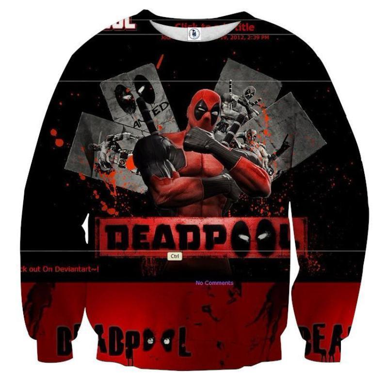 Cool 3D Printed Deadpool Sweatshirt