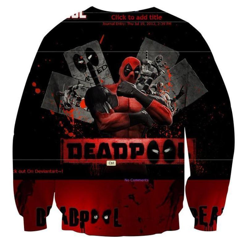 Cool 3D Printed Deadpool Sweatshirt
