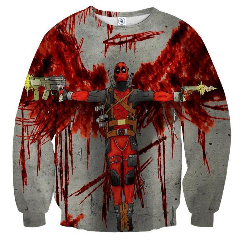 Cool Bloody 3D Printed Deadpool Sweatshirt