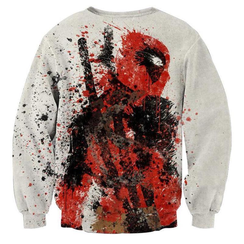 Cool White Art 3D Printed Deadpool Sweatshirt