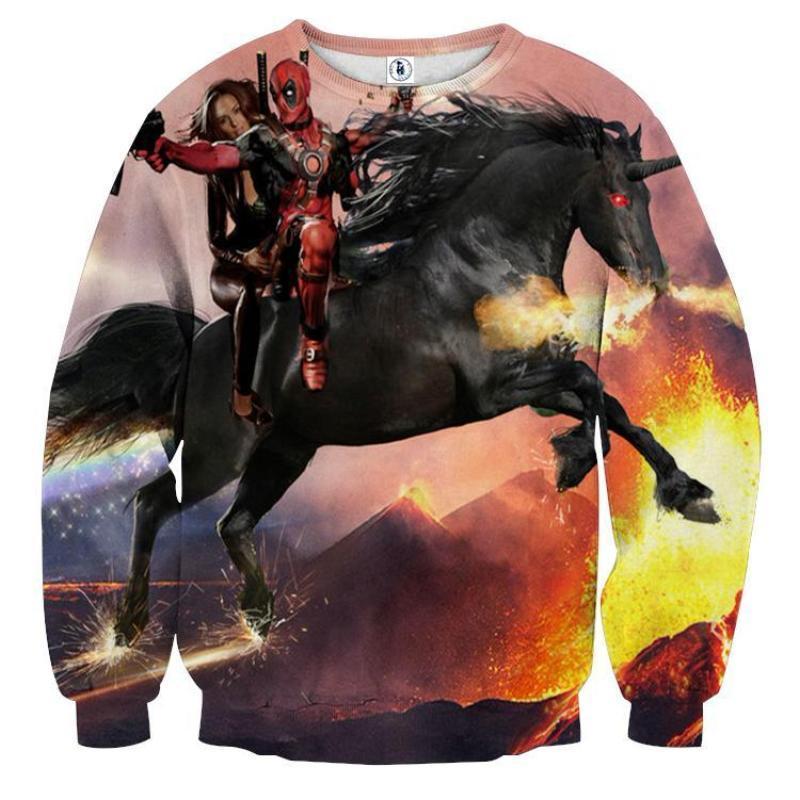 Deadpool Funny Unicorn 3D Printed Sweatshirt