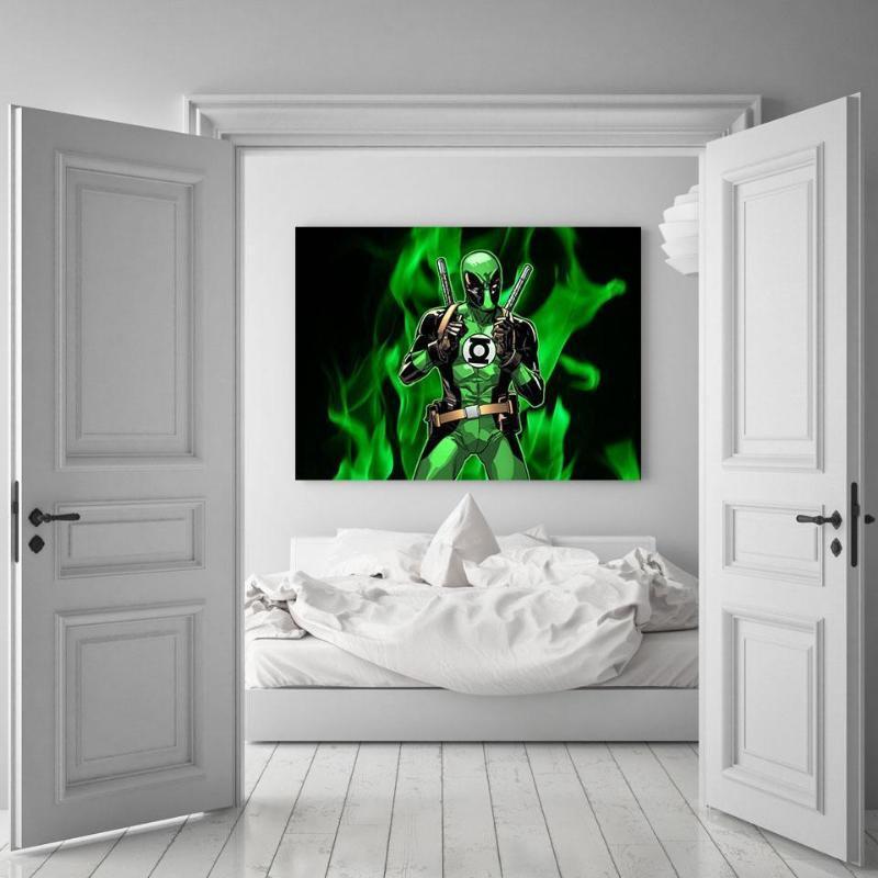 Green Lantern Funny Deadpool Wall Canvas