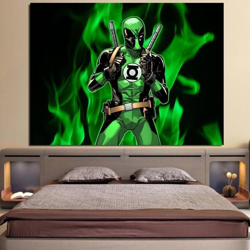 Green Lantern Funny Deadpool Wall Canvas