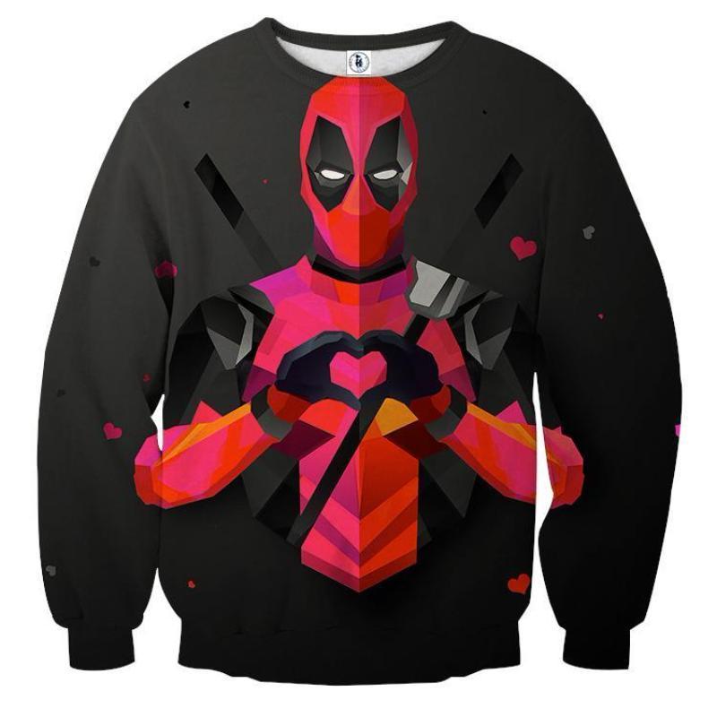 Heart Funny 3D Printed Deadpool Sweatshirt