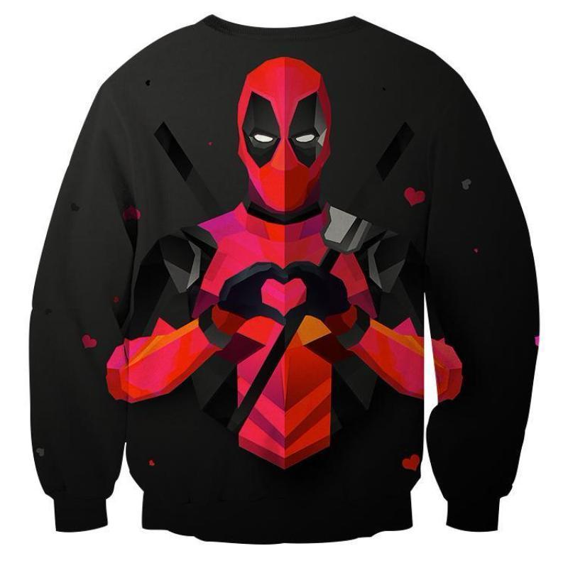 Heart Funny 3D Printed Deadpool Sweatshirt