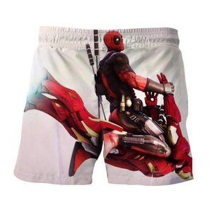 Deadpool On Iron Man White Funny 3D Printed Deadpool Shorts