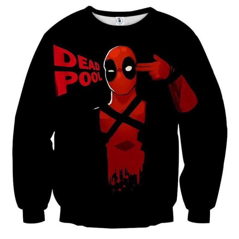 Red And Black 3D Printed Deadpool Sweatshirt