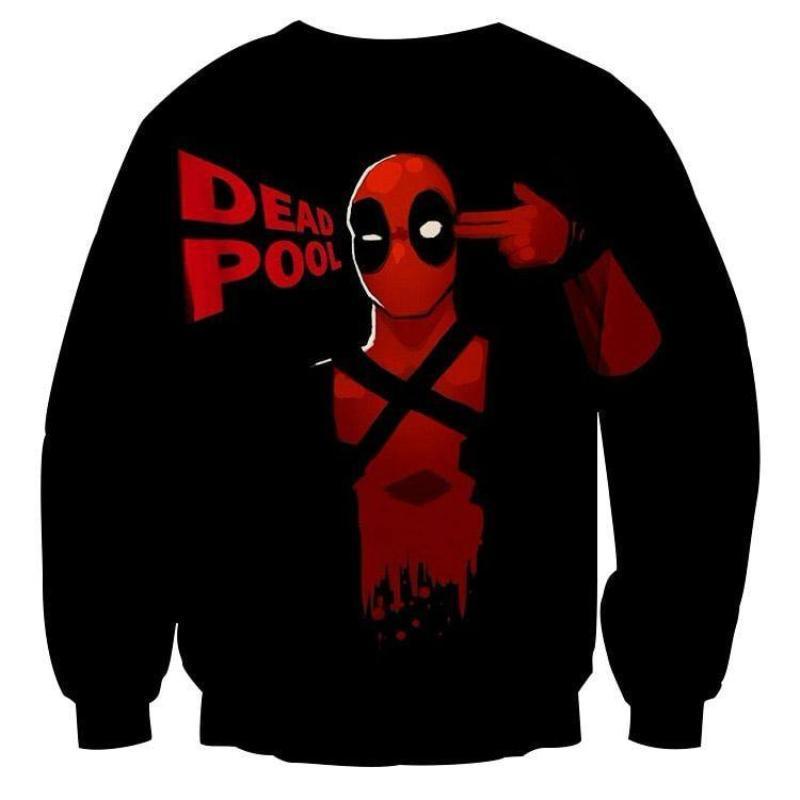 Red And Black 3D Printed Deadpool Sweatshirt