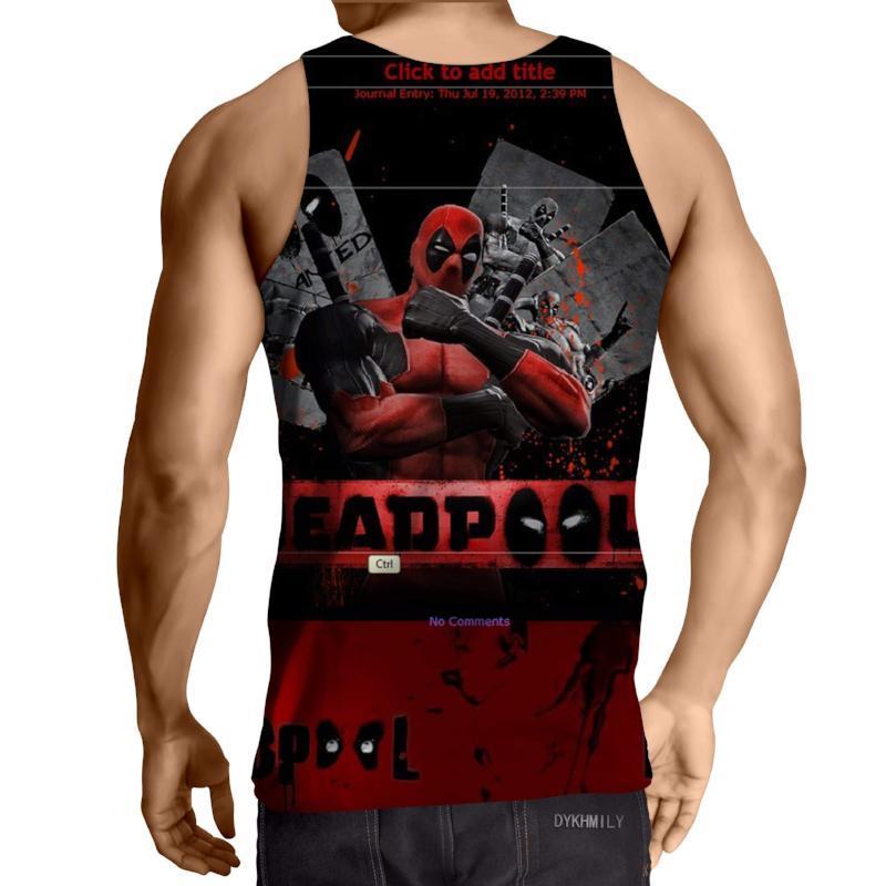 Red And Black 3D Printed Deadpool Tank Top
