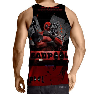 Red And Black 3D Printed Deadpool Tank Top