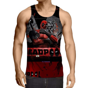 Red And Black 3D Printed Deadpool Tank Top