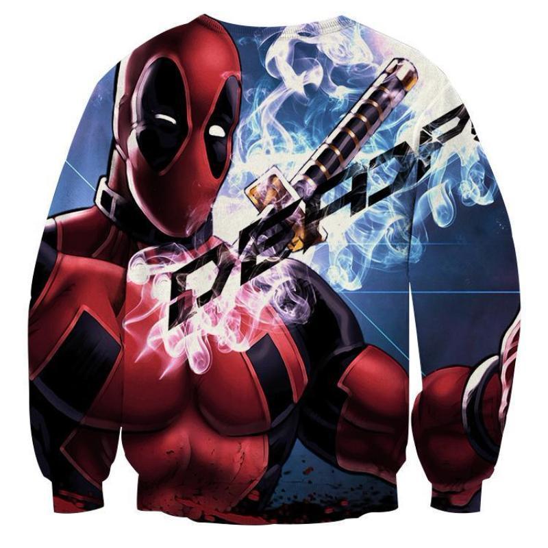 Red And Blue 3D Printed Deadpool Sweatshirt