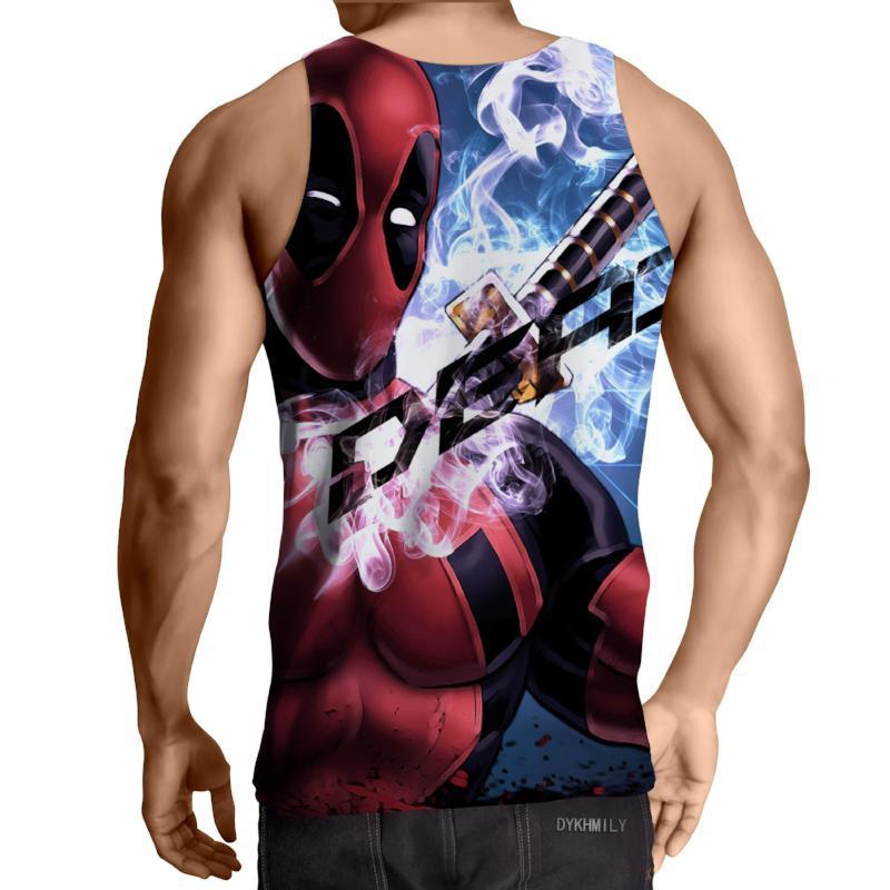 Red And Blue 3D Printed Deadpool Tank Top