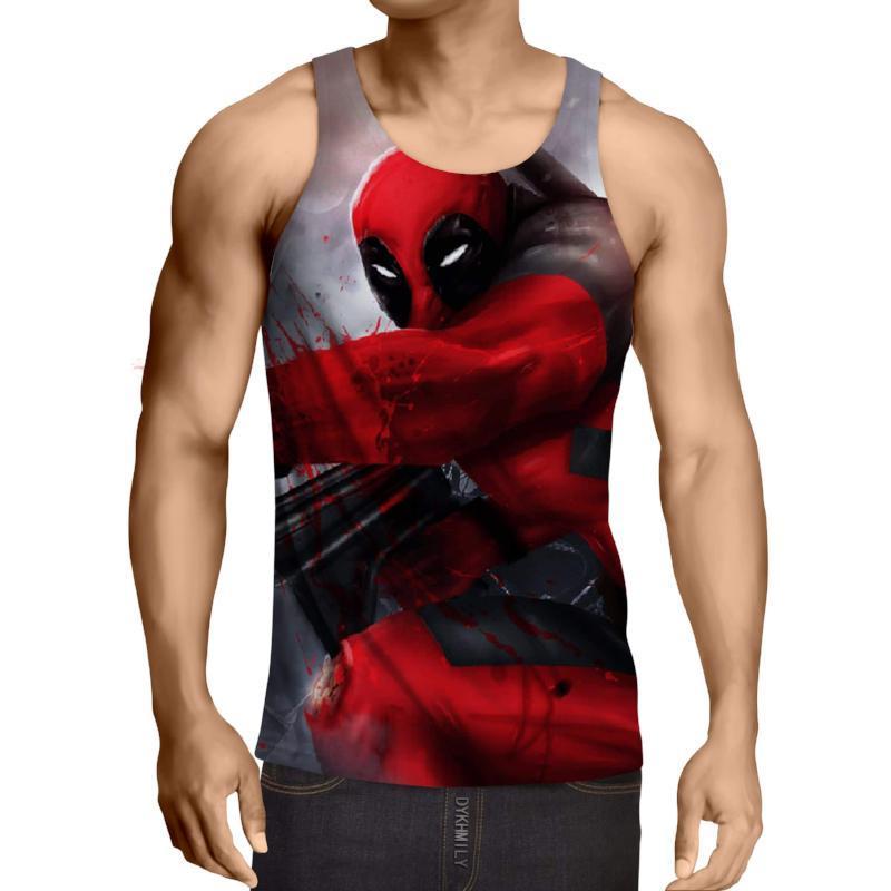 Deadpool Red & Black 3D Printed Tank Top