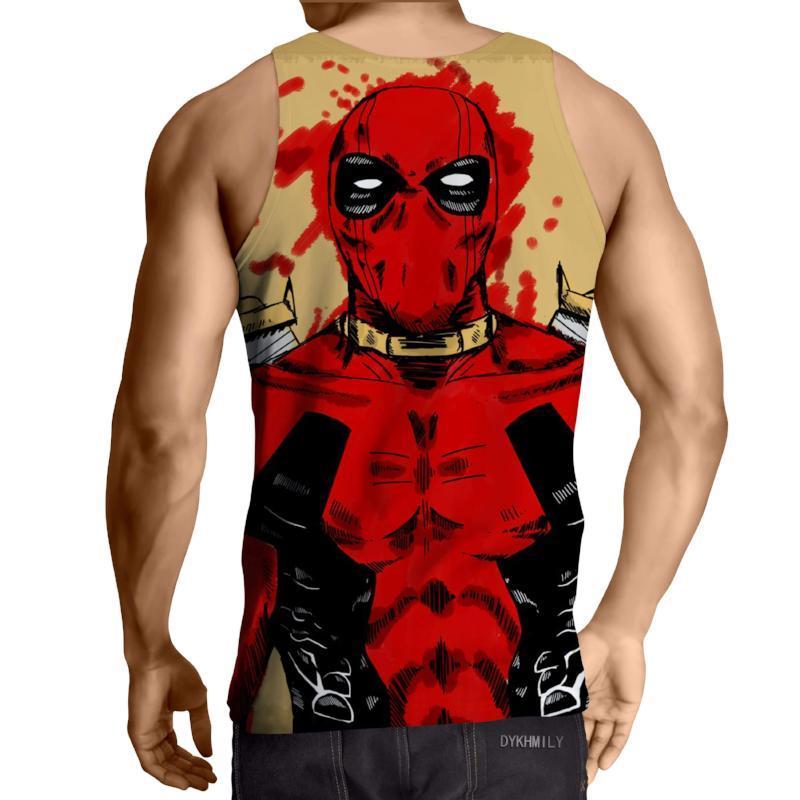 Red Blood 3D Printed Deadpool Tank Top
