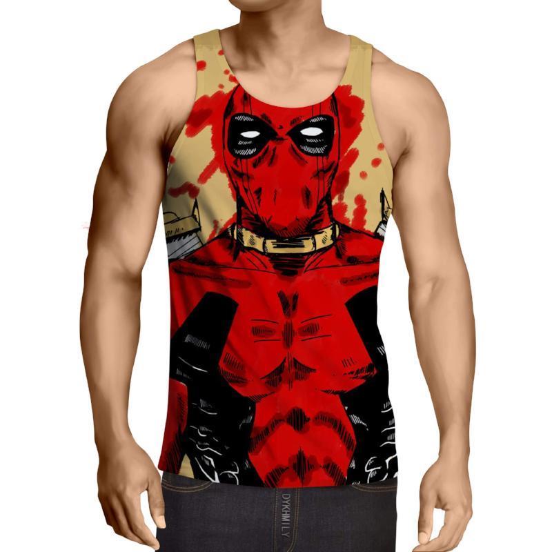 Red Blood 3D Printed Deadpool Tank Top