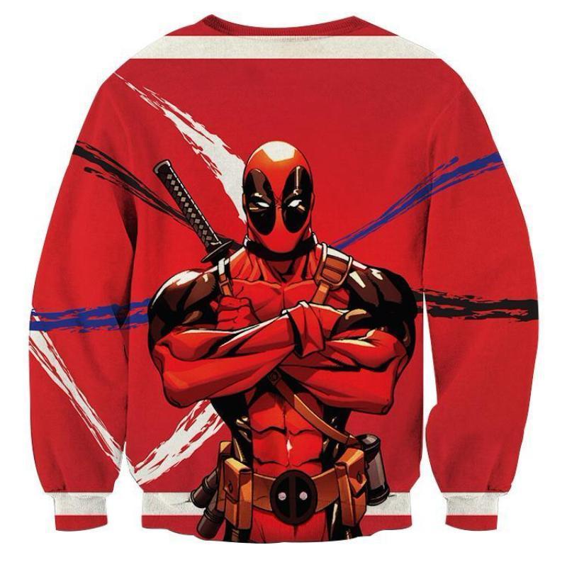 Red Cool 3D Printed Deadpool Sweatshirt