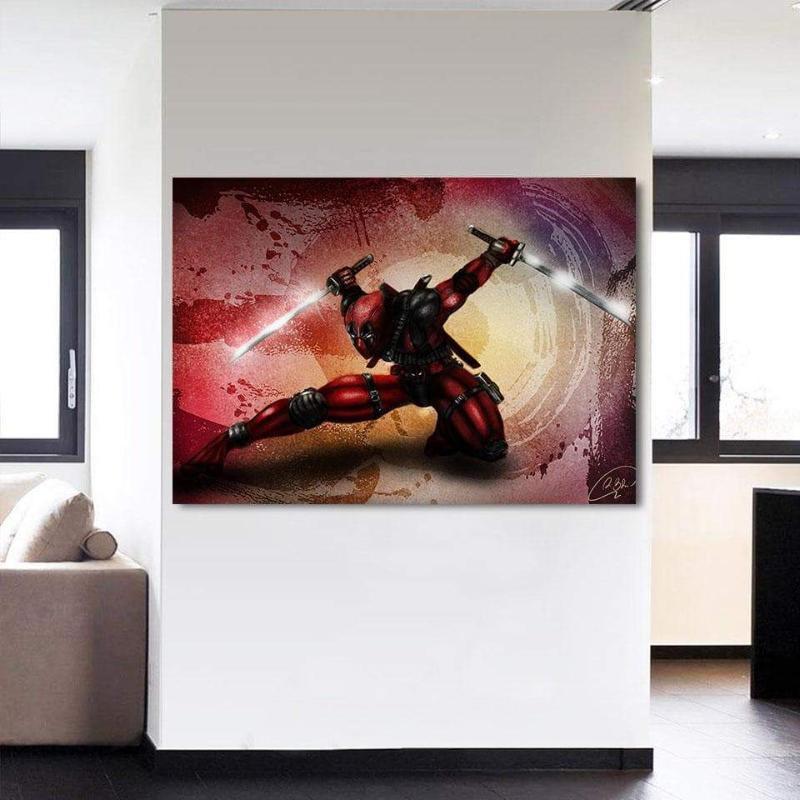 Sword 3D Printed Deadpool Wall Canvas