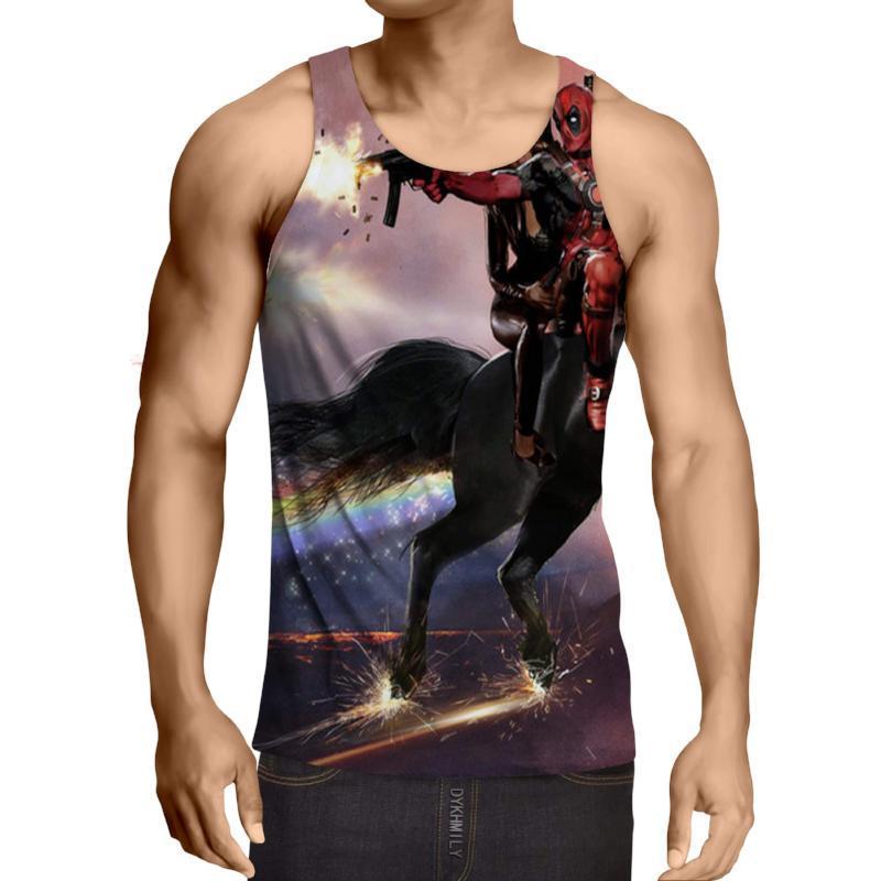 Unicorn Funny 3D Printed Deadpool Tank Top