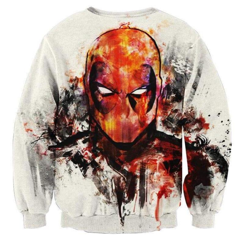 White And Red Art 3D Printed Deadpool Sweatshirt