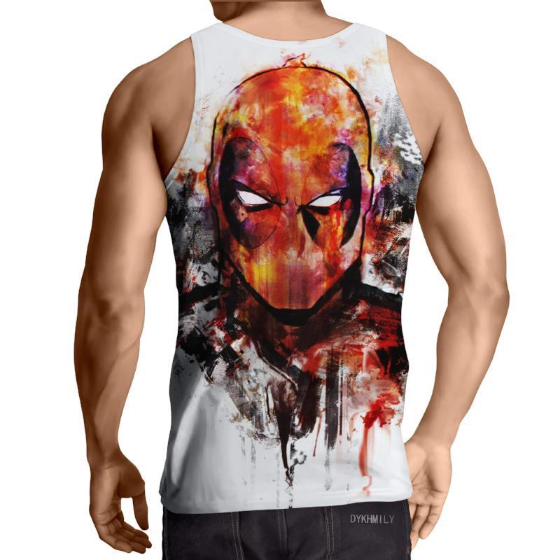 White Art 3D Printed Deadpool Tank Top