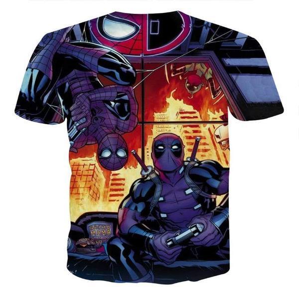 Deeadpool Tee 3D Printed Spiderman & Deadpool T-Shirt