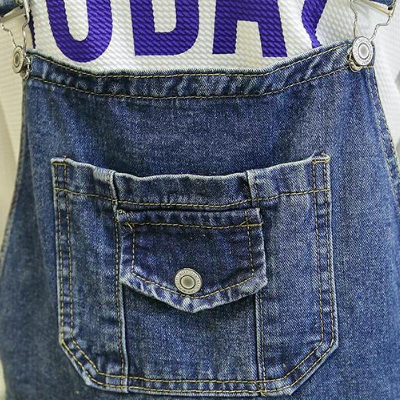 Denim Jeans Ripped Maternity Overall