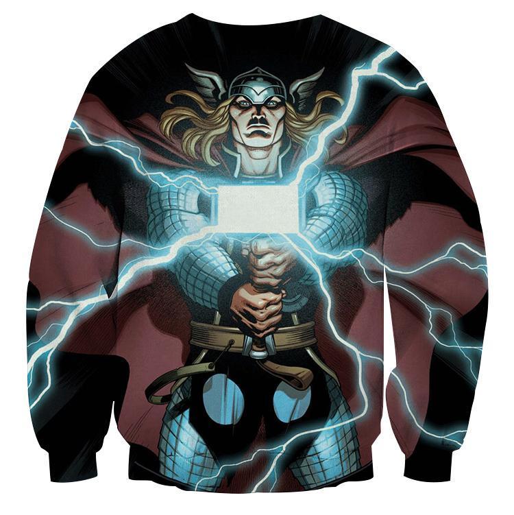 Electric Thor Hammer Crewneck 3D Printed Thor Sweatshirts