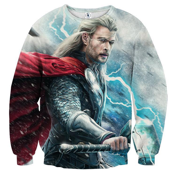 Electrifying Thor Crewneck 3D Printed Thor Sweatshirts