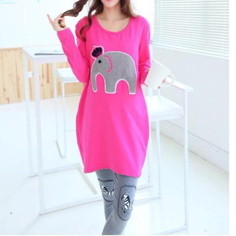 Elephant Embroidered Cute Maternity Tunic