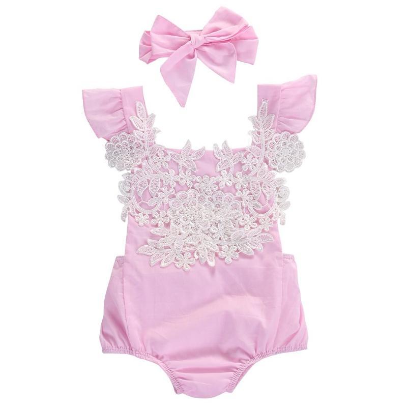 Floral Lace Jumpsuit For Baby Girls