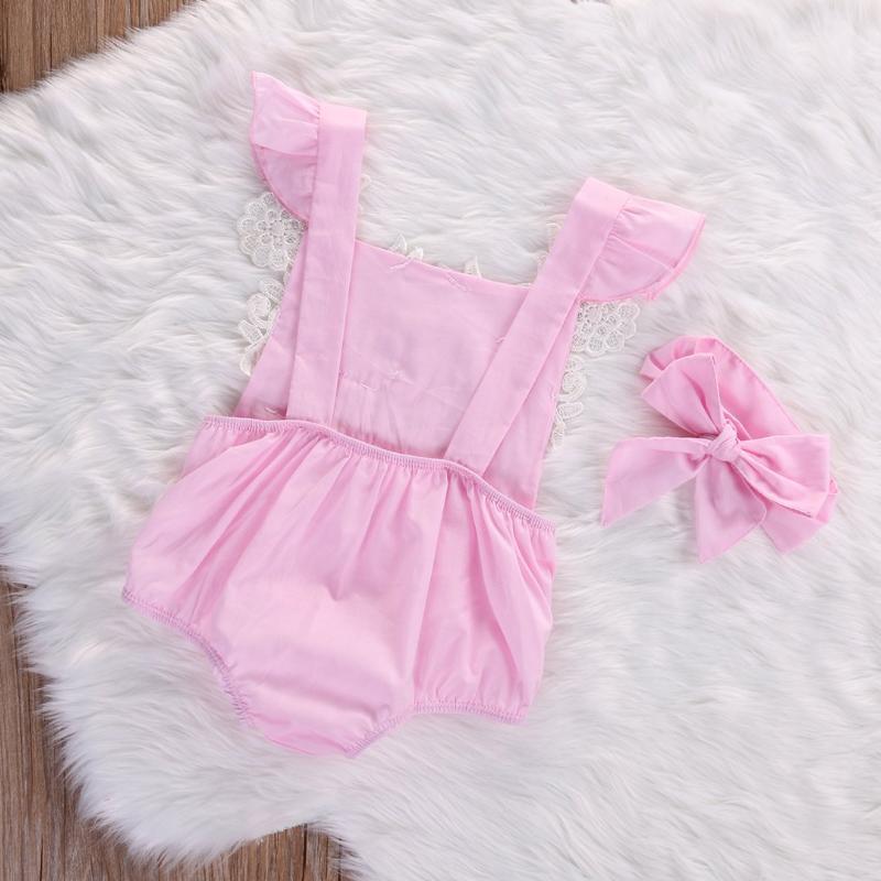 Floral Lace Jumpsuit For Baby Girls