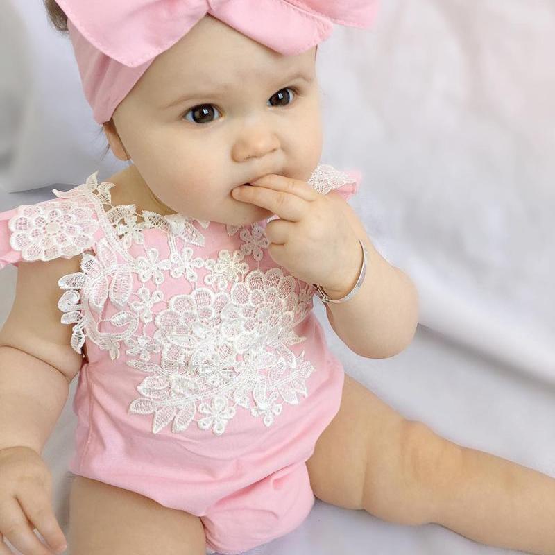 Floral Lace Jumpsuit For Baby Girls