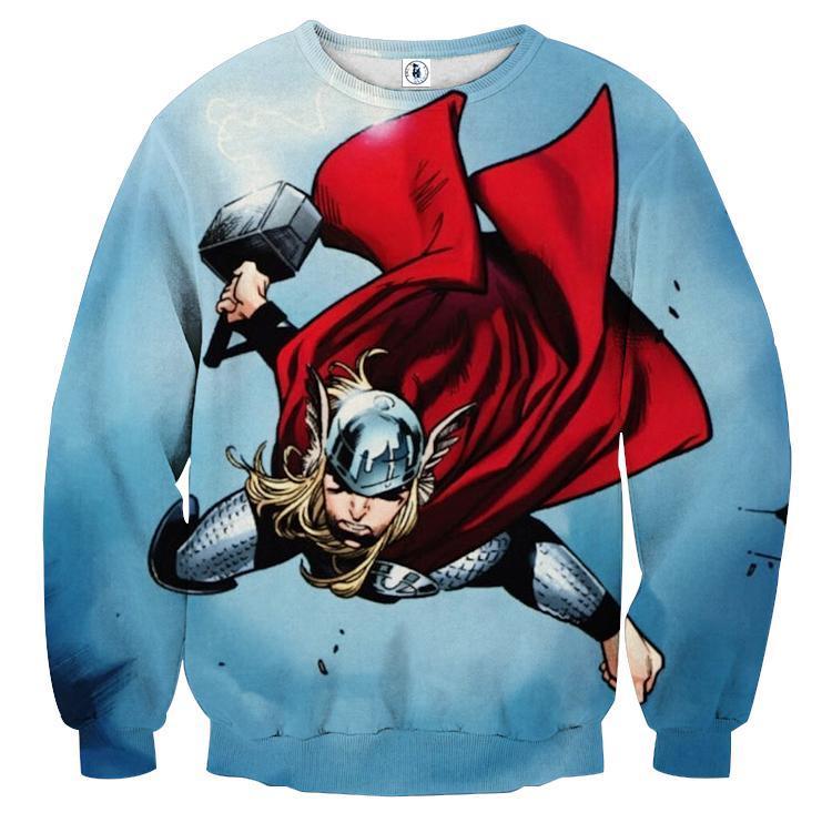 Flying Thor Crewneck 3D Printed Thor Sweatshirts
