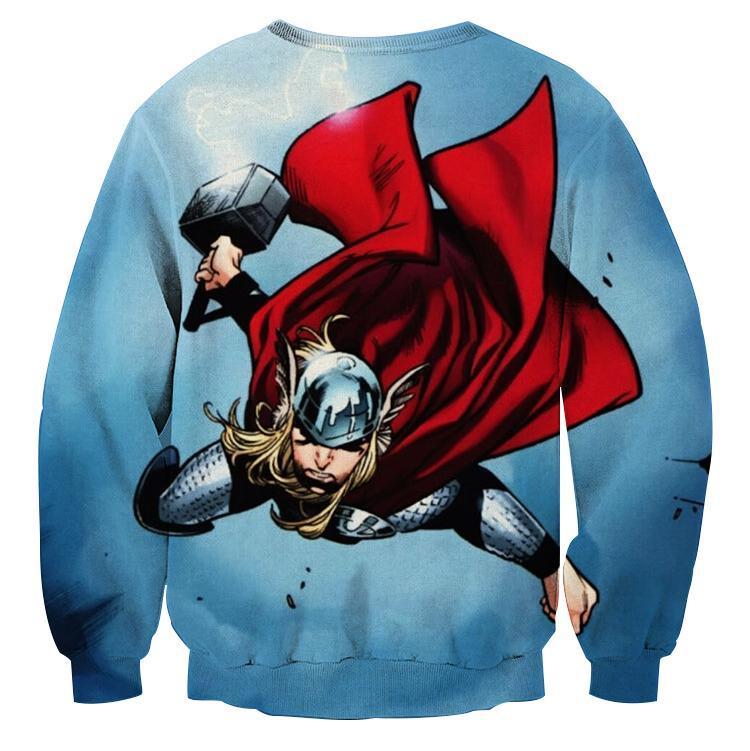 Flying Thor Crewneck 3D Printed Thor Sweatshirts